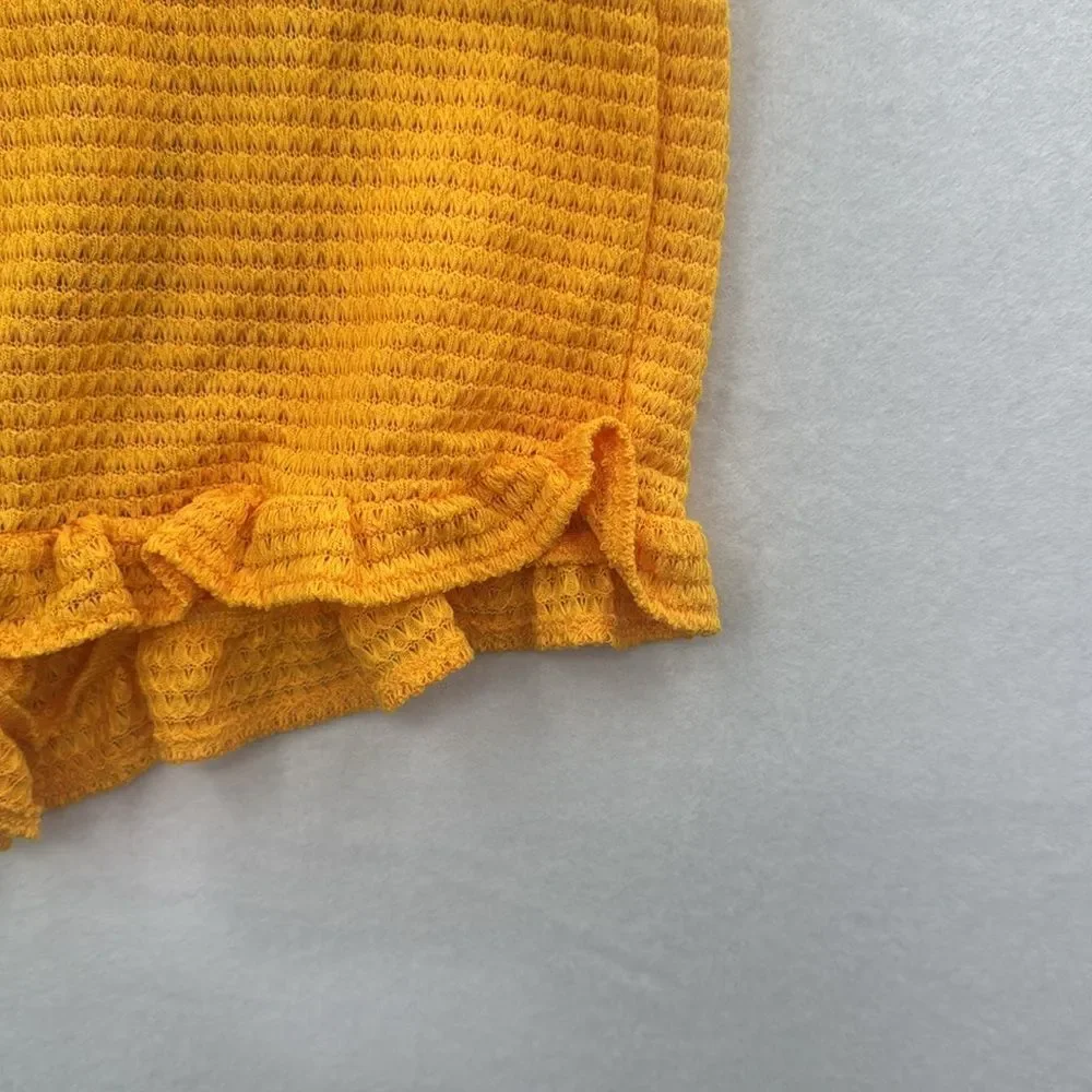 3For$20 SHEIN SXY Curvy Crochet Ruffle Hem Yellow Shorts size Large NWT